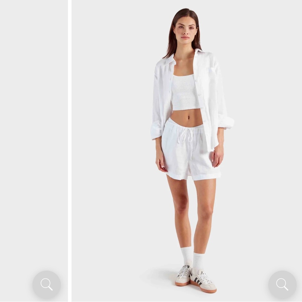 Hunza G Embroidered Linen Shorts White